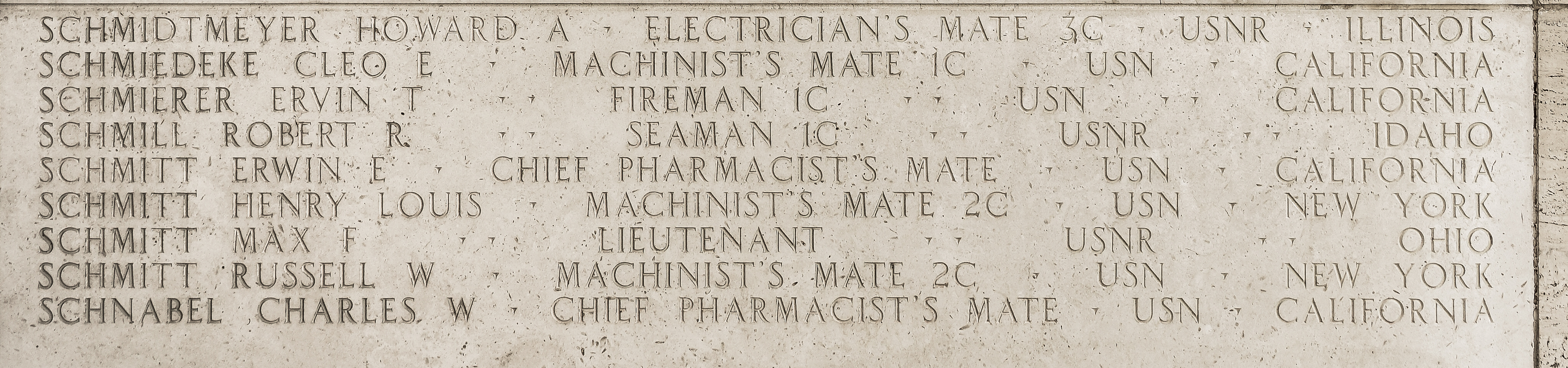 Charles W. Schnabel, Chief Pharmacist's Mate